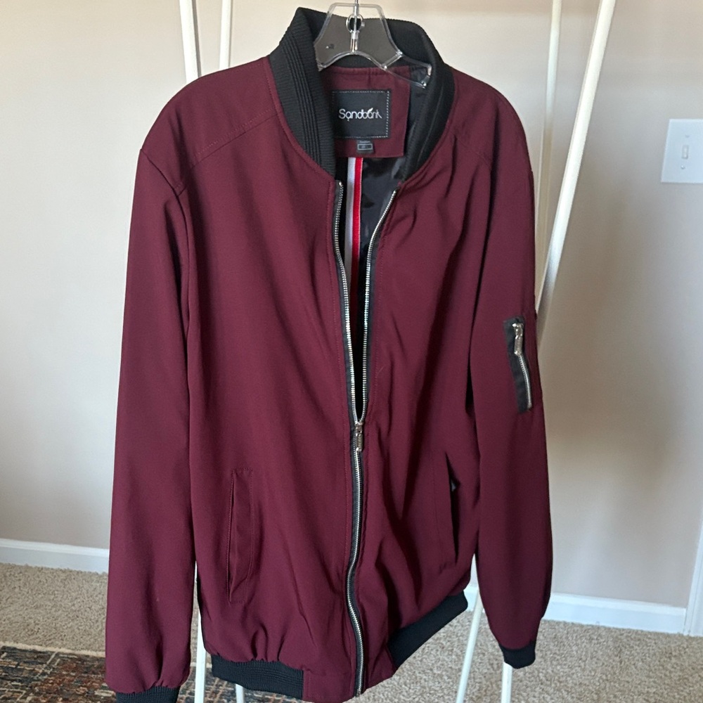 Men's Burgundy Bomber Jacket